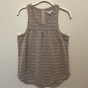 American Eagle Sleeveless‎ Taupe Striped Metallic Swing Top Zip Back Size Small